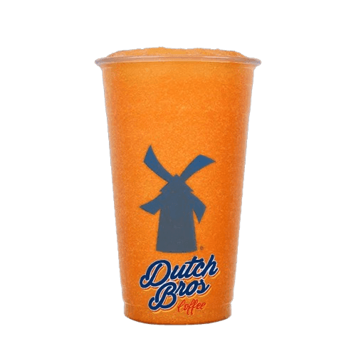 Dutch Bros blended Hyperchrome Rebel with orange passion fruit and pomegranate