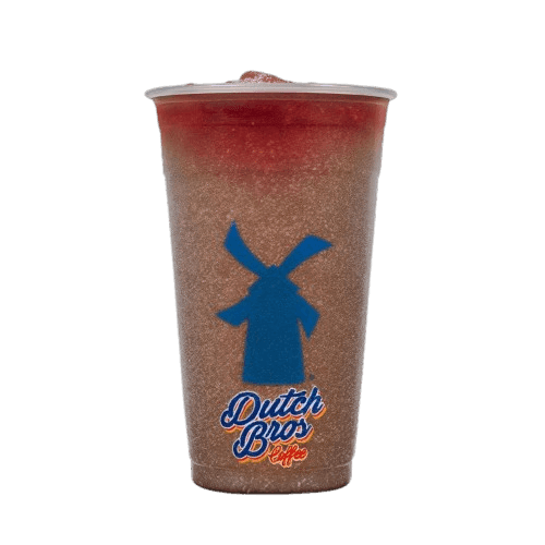 Dutch Bros blended Dragon Slayer Rebel with blue raspberry raspberry and blackberry float