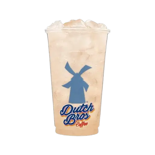 Peach Myst Zero Sugar Dutch Bros sugar free energy refresher sparkling peach drink with plant based caffeine and electrolytes iced beverage